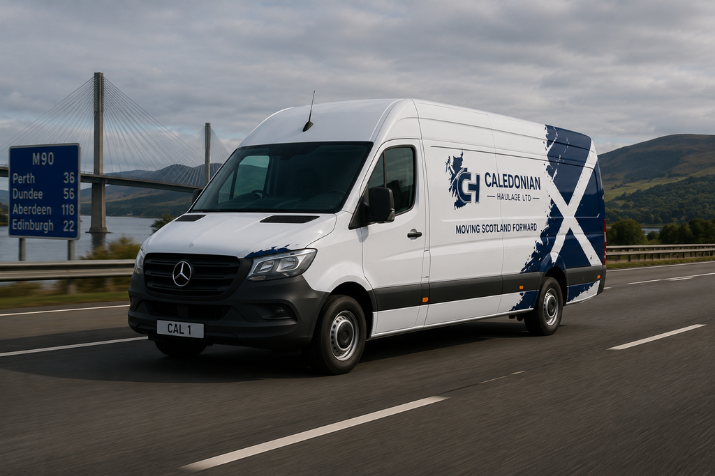 Caledonian Haulage van providing dedicated transport across Scotland